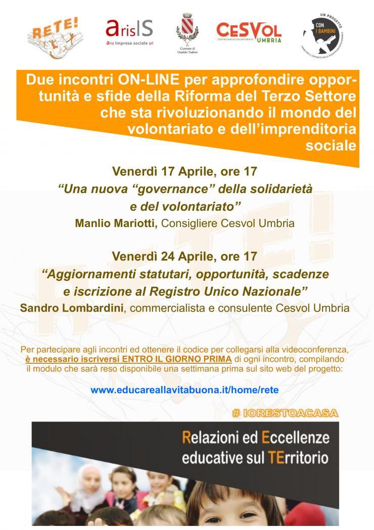 Progetto RETE! Incontri On-line gratuiti