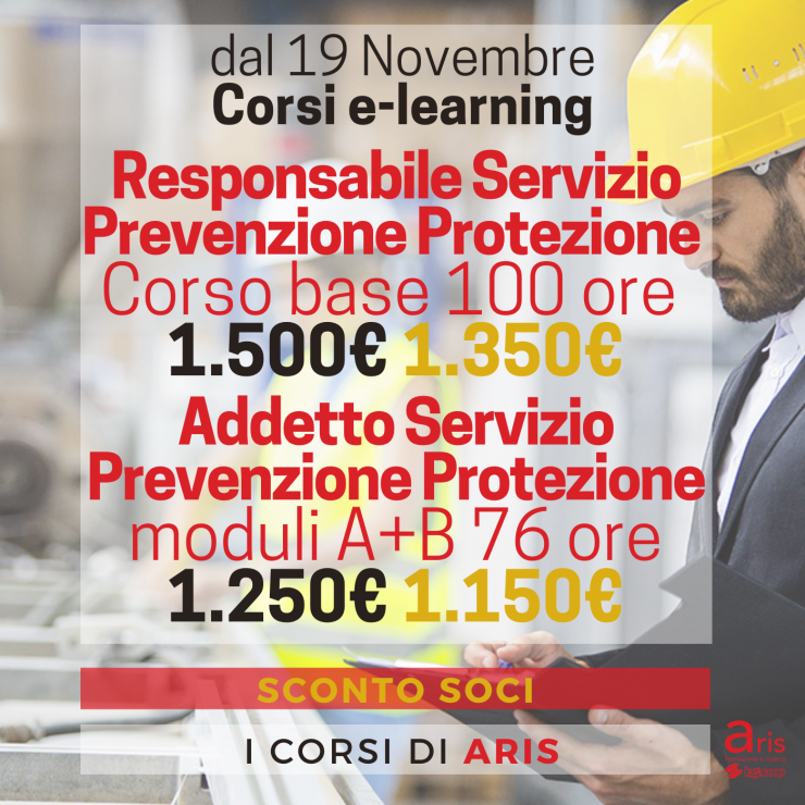 DAL 19 NOVEMBRE I CORSI RSPP E ASPP IN E-LEARNING